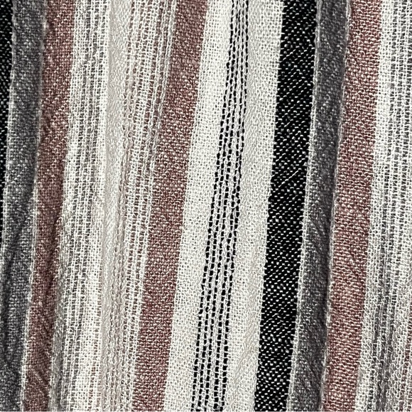 Rewash | Pink Gray Striped Linen Blend Pull On Wide Leg Pants, Medium - Picture 3 of 6
